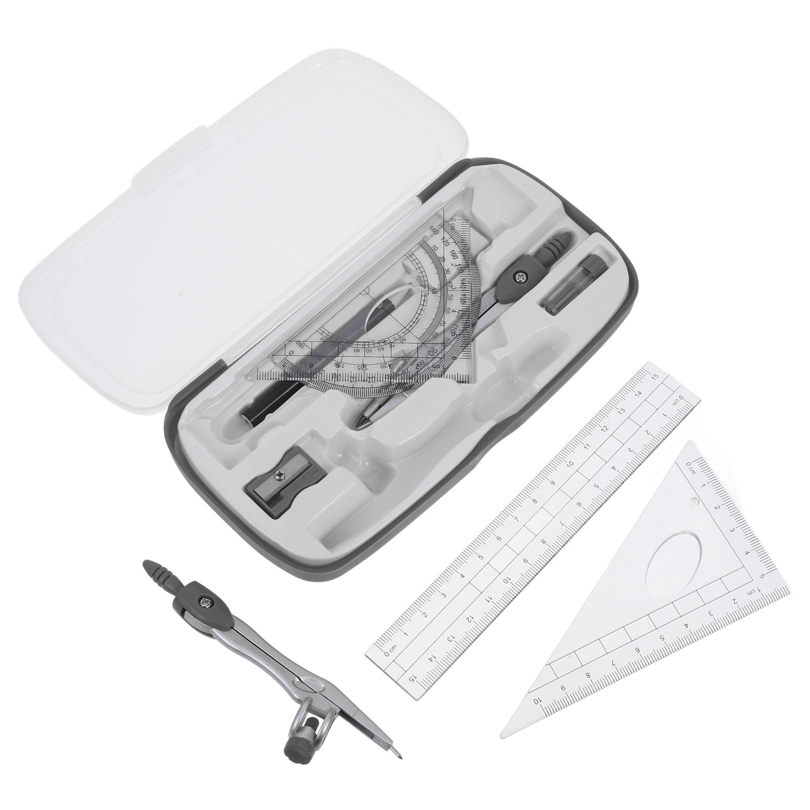 1SET Geometry Protractor Ruler - Compass Geometry Set review and price